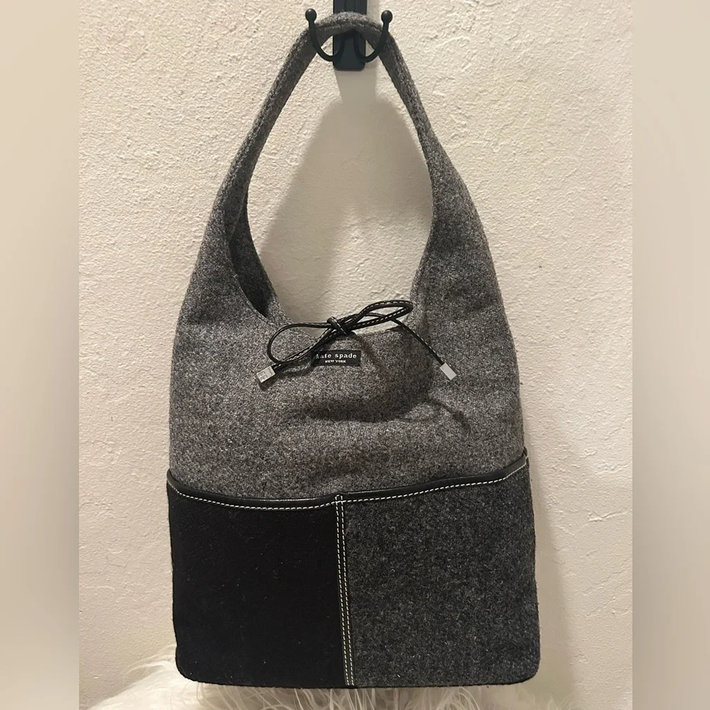 Kate Spade Gray and Black Hobo Bag Excellent Condition With COA